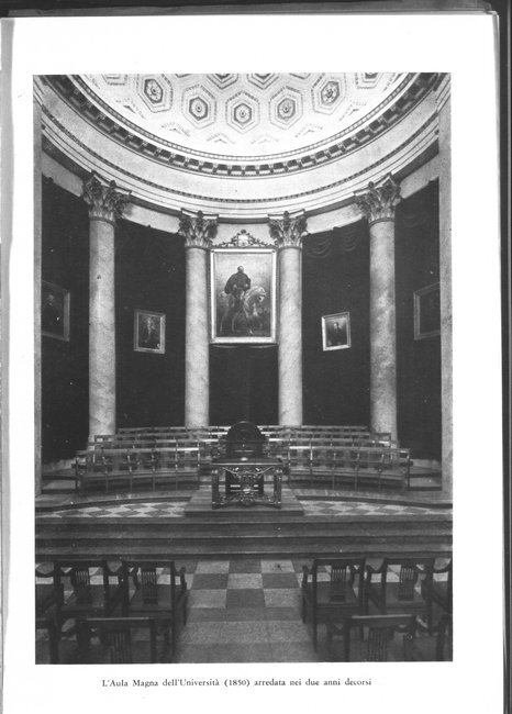 L'Aula Magna dell'Università (1850) arredata nei due anni decorsi [particolare]